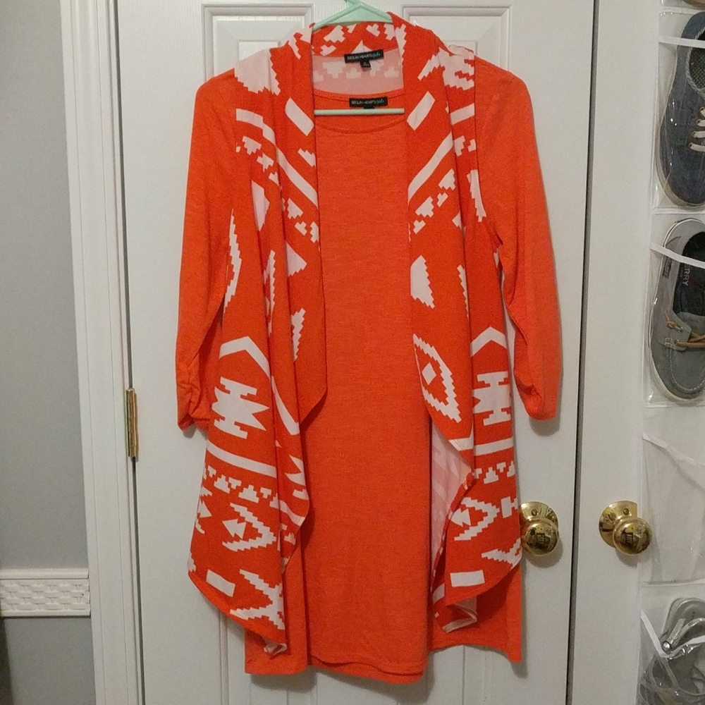 Sequin Hearts Girls Dress with Sweater